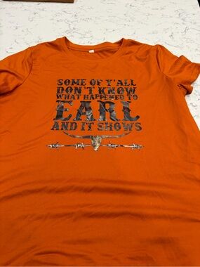 Graphic Short Sleeve Tee in Orange with Earl Print